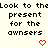 Pixelated text repeats 'Look to th' and 'present for the owners' with red heart symbols on a light background.
