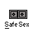 Two side-by-side pixelated icons with gray backgrounds, each containing two square frames with crosshair symbols and the text "Safe Sex" below.