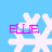 Four white snowflake icons with pink text "ELLE" overlaid on a light blue background, arranged in a