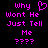 Pixelated text in bright pink on black background with a heart symbol replacing the 'o' in 'Why', repeated twice side-by-side.