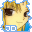 Pixelated anime-style character with light brown hair and dark eyes, wearing a blue garment, displayed in four showing subtle facial expression changes