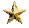 golden star icons transitions from solid, detailed shapes to pixelated fragments against a gray background