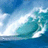 A static image with a blue background, featuring a pixelated wave on the left and pink text reading "I Feel Like I'm Drowning In The Ocean Somebody Come And Take Me Away".