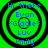 Green background with black concentric circles and blue text reading "Hi there Evan *Giggle* Luv Emily" arranged vertically.