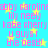 Static image with bright cyan background, yellow stars, and pink text repeating 'abby caroline', 'lily neely', 'kabe cherry', 'u guys r the best!' in two