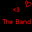 Red pixelated text and symbols on black background: two '<3' icons, a heart symbol above them, and 'The Band The Band' repeated below.