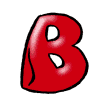 Red 3D letter B with white cutouts and black outline, animated with subtle surface texture shifts