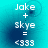 A turquoise background displays four identical with white text reading "Jake + Skye = <333" and a small dark blue circular shape near the top-left of each