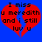 Red broken heart shape on blue background with black pixelated text reading "I miss u meredith and i still lux u".
