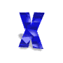 Blue crystalline X-shaped icon with varying 3D depth and shadow intensity across nine positions