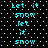 Pixelated cyan text 'Let it snow' repeats in a pattern on black background with white dots, animated to cycle through four distinct states