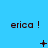 Blue background with repeated 'erica !' text and changing symbols below each