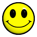 A contact sheet of 13 animated frames showing a yellow smiley face icon rotating through various expressions and eye positions against a gray background.