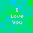 Four identical pixelated text blocks reading "I Love You" arranged in a on a green and blue checkered background