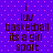 Purple background with pink dots, displaying repeated text 'i luv basketball its a girl sport' in dark brown pixelated font.