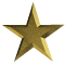 Golden star-shaped icons in various sizes and orientations displayed on a white background with one gray rectangle.