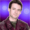 A person in a maroon jacket and green shirt appears in three with a purple radial background, showing slight head position changes