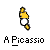 Pixelated yellow and white icon with a white circle and yellow curved shapes, labeled 'A Picasso' below.