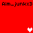 Red background with repeated black text and pixelated hearts in white and pink.