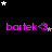 Black background with pink text 'barteck<3' repeated , white and gray stars scattered throughout the scene