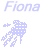 Pixelated 'Fiona' text appears in four color variations above two jellyfish and hand icons with color shifts across frames.