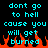 Pixelated cyan text on black background with orange flames at bottom, repeating 'dont go to hell cause you will get burned' in two
