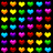 colorful heart-shaped icons arranged in and on a black background, with one gray rectangular area visible