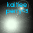 Blue text 'kaitie perry<3' appears over a grayscale background with a bright central light effect that shifts position across frames.