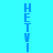 Vertical blue text 'HETVI' on cyan background with blue radial blur effects in four distinct states.