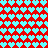 Static pattern of cyan hearts on red background with a central heart-shaped void.