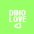 Green background with white pixelated text reading DINO LOVE and a heart symbol below.