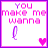 A 4-frame animated contact sheet showing pixelated text and hearts changing across frames, with a purple border on white background.