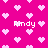 Pink background with repeating light pink pixelated hearts and four instances of the text 'Rindy' in white pixelated font.