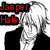 Four- shows a black-and-white anime-style character with light hair and a black jacket, each displaying a different facial expression and red text overlay