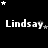 Black background with white text 'Lindsay' repeated across three , surrounded by white and gray stars in various positions
