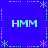 Blue background with light blue pixelated text 'HMM' in four corners, surrounded by star and dashed-line patterns.