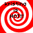 Four identical red and white spiral patterns with text reading 'kristina is HOT!!!' in black pixelated font, arranged in a