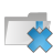 Static pixel art of a folder with a blue X symbol attached to its right side, set against a solid gray background.