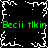 Green text 'Becii tlkin' repeats across a black background with white pixelated border patterns.