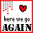 A 3x2 contact sheet of six animated frames showing a pixel art icon with red and black text, hearts, and falling plus signs.