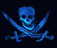 Blue skull and crossed swords icon with subtle animation changes