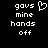 Pixelated white text on black background with a heart symbol replacing the 'o' in 'gavs', repeated twice side-by-side.