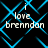 Pixelated text 'i love brendon' overlaid on a blue geometric pattern with visible motion blur effects across four repeated sections