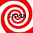 Four identical red and white spiral patterns arranged in a , each containing the text "STEVEN" in black pixelated font