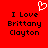 Red background with black text reading "I Love Brittany Clayton" and a white pixelated heart symbol above the text.