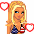 Pixel art contact sheet showing three animated frames of a blonde woman in an American flag bikini with heart symbols and USA text elements.