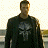 A 2x2 contact sheet of four distinct frames from an animated icon featuring The Punisher character and skull logo, with one frame showing a person in a dark jacket over the logo and another displaying text "THE PUNISHER".