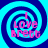 Four identical spiral patterns with pink text reading "I Love Brett" on a blue background, arranged in a