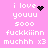 Pixelated pink background with white text reading 'i love youuu sooo fuckkiinn muchhh x3' and black heart or star symbols in different positions.