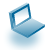 Blue isometric laptop icons arranged in a with one gray placeholder, each icon has a gradient fill and soft shadow